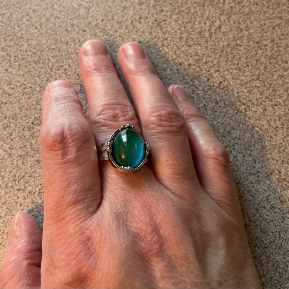 Silver Toned Mood Ring Size 10 - Picture 4 of 9